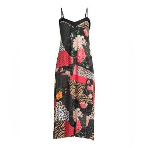 XLarge Sofia Vergara Intimates Knit Nightgown Black Floral Cheetah Tiger Print